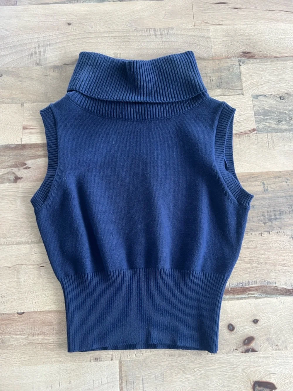 Zara Sleeveless High Turtleneck Sweater Vest in Dark Navy - Picture 3 of 4